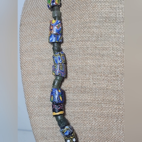 Antique - Vintage Venetian Cane Millefiori Murano Old World Trade Bead Necklace - Picture 9 of 12